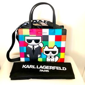 Karl Lagerfeld Paris Maybelle Satchel - Multicolour Checkered Crossbody Bag
